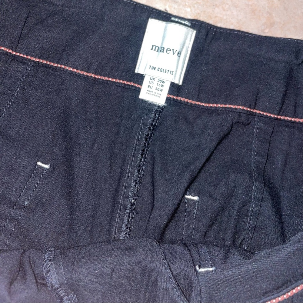 Maeve Anthropologie Women’s Colette Crop Wide Leg Pants Black Pockets 16W - Picture 9 of 12